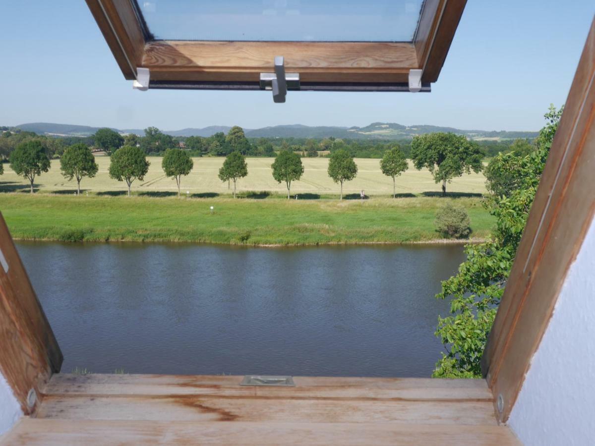 Ferienwohnung Weserblick Polle Bagian luar foto