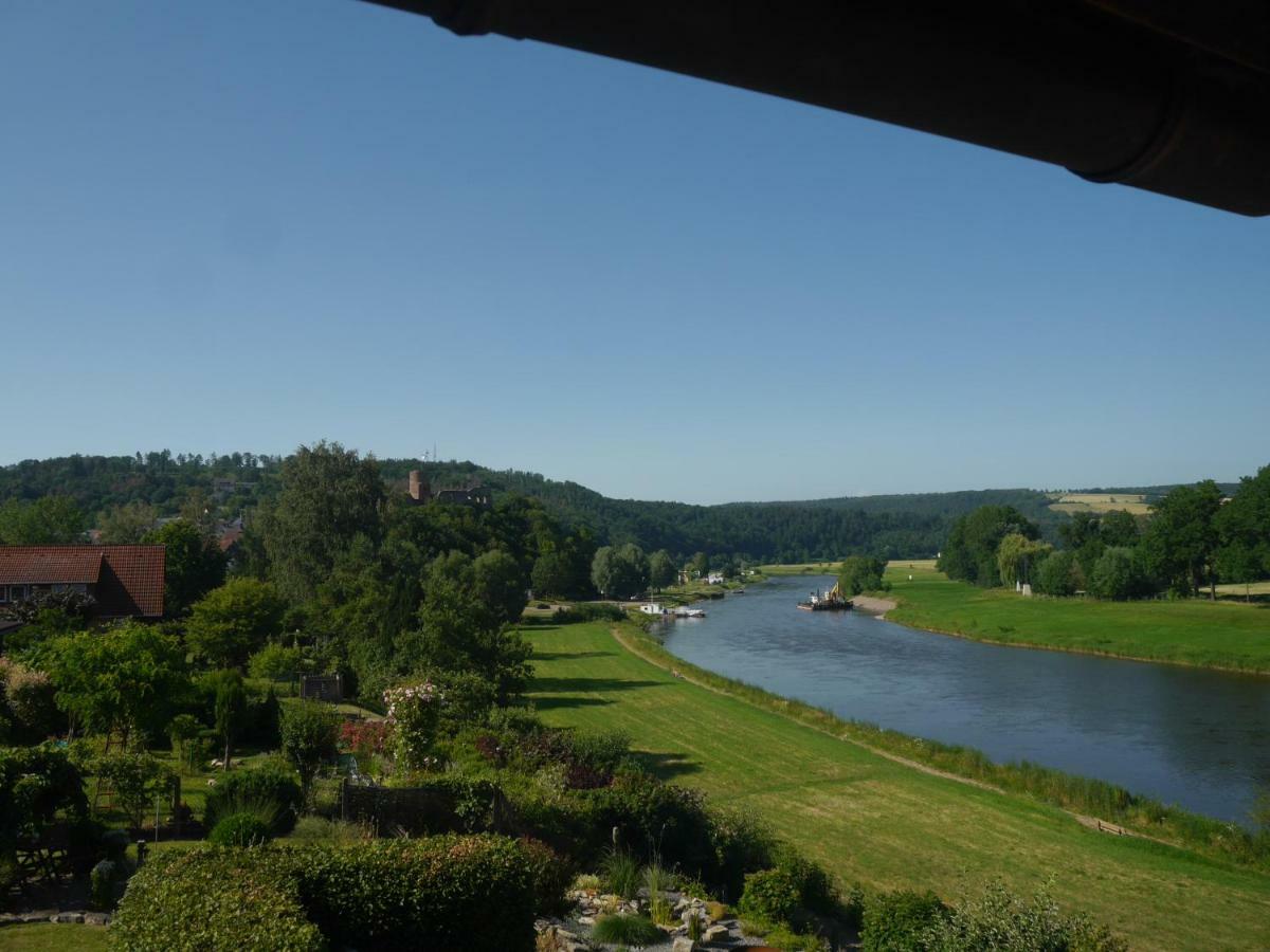Ferienwohnung Weserblick Polle Bagian luar foto