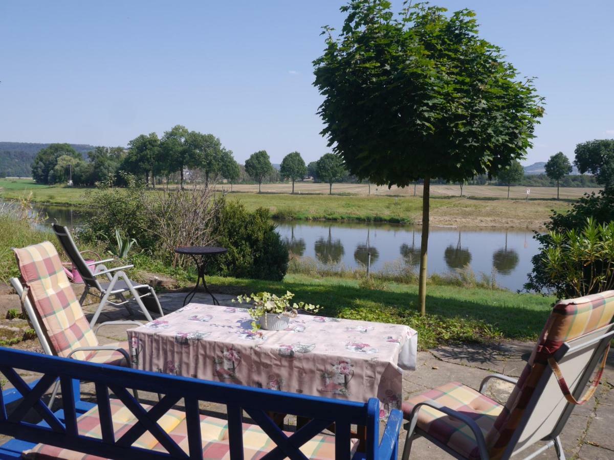 Ferienwohnung Weserblick Polle Bagian luar foto